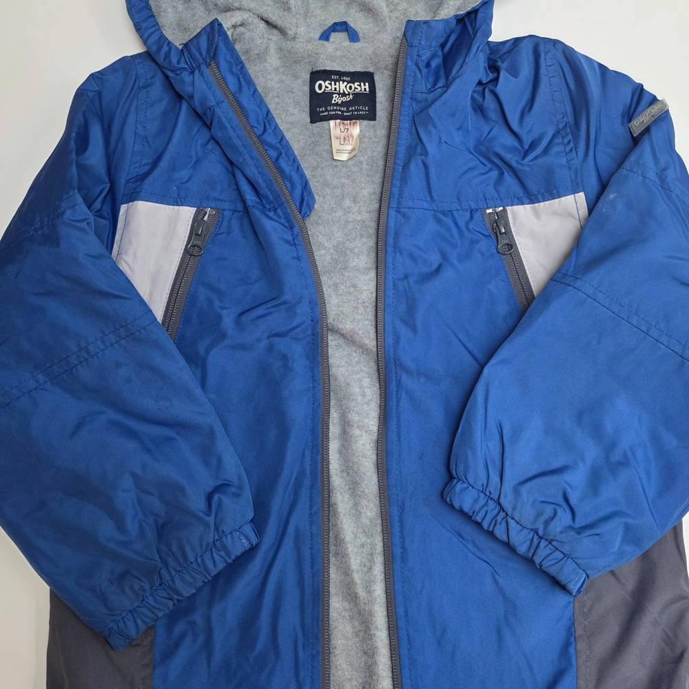 Boys Size 7 OshKosh B'gosh Blue Hooded Jacket / Raincoat